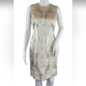 Elegant Cream Metallic Sleeveless Dress